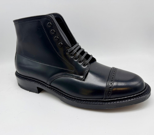LIMITED EDITION "CHARLES" Black CORDOVAN JUMPER BOOT WITH COMMANDO SOLE D7843HC