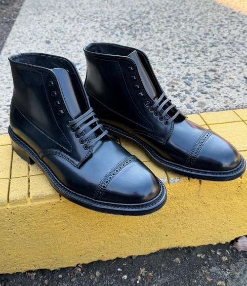 LIMITED EDITION "CHARLES" Black CORDOVAN JUMPER BOOT WITH COMMANDO SOLE D7843HC