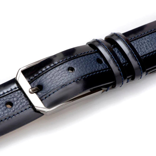 Mezlan Leather and Deerskin Belt Blue