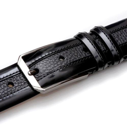 Mezlan Leather and Deerskin Belt Black