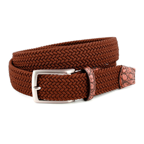 Torino Italian Rayon Stretch Fabric Belt with Genuine Caiman Light