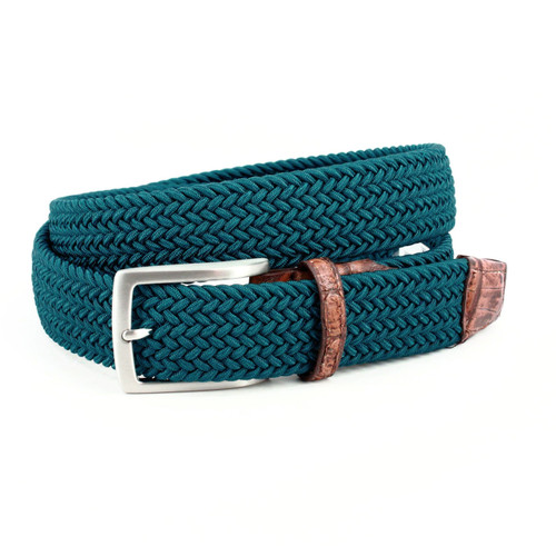 Torino Italian Rayon Stretch Fabric Belt with Genuine Caiman Light