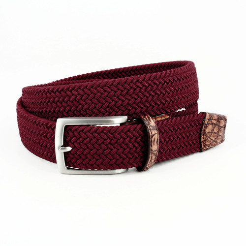 Torino Italian Rayon Stretch Fabric Belt with Genuine Caiman Light