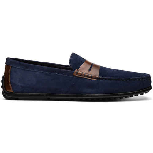Zelli MONZA SUEDED ITALIAN CALFSKIN DRIVER NAVY / CHESTNUT