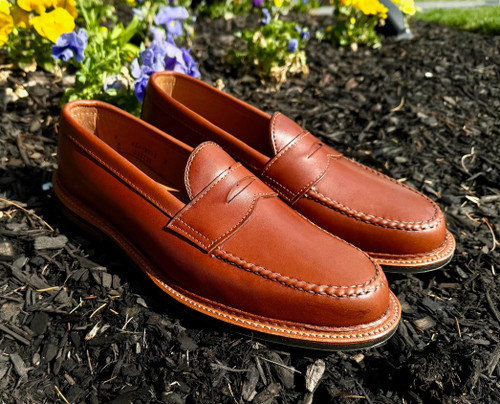  LIMITED Edition "Chestnut Street"  Leisure Handsewn Slip on Papaya leather WITH LEISURE 3 RUBBER SOLE. #D2222L  