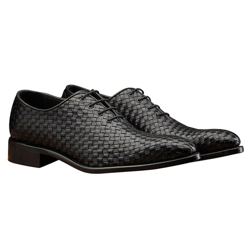 Toscana Big and Tall 5373 Calzoleria Woven Lace-Up Black