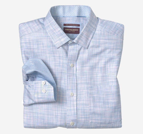 Johnston & Murphy Non-Iron Dress Shirt Pink Cross Hatch