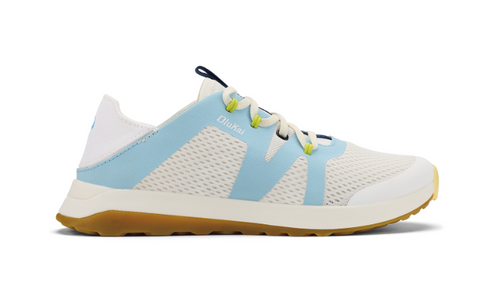 Olukai Women's Huia Sneaker White Sand/Misty Blue