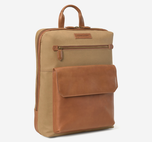 Johnston & Murphy Rhodes Commuter Backpack Camel Antique Cotton/Tan Full Grain