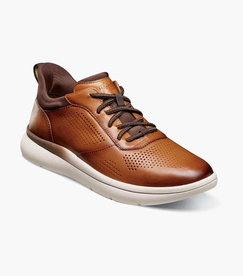 Florsheim Fleet Perf Toe Elastic Lace Sneaker Brown Crazy Horse
