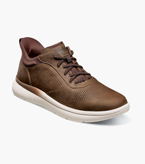 Florsheim Fleet Perf Toe Elastic Lace Sneaker Brown Crazy Horse