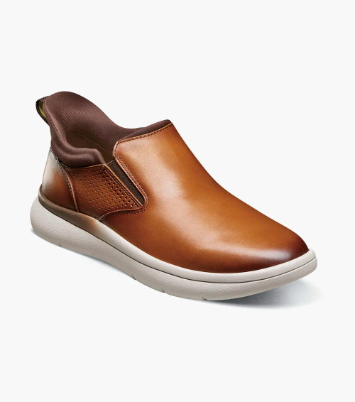 Florsheim Fleet Plain Toe Slip On Sneaker Cognac