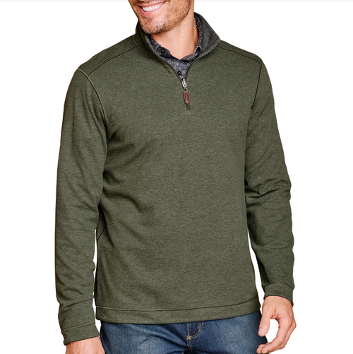 Johnston & Murphy Men's Icon Reversible Quarter-Zip Olive/Charcoal
