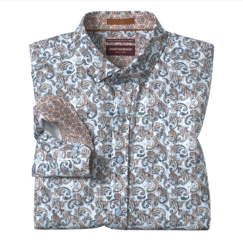 Johnston & Murphy Men's Printed Cotton Shirt Blue Multi