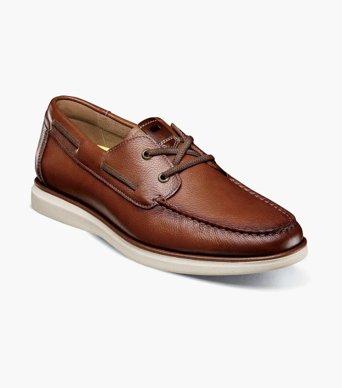 Florsheim Tropics Elastic Lace Moc Toe Boat Shoe Cognac 
