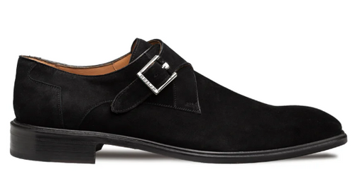 Mezlan Albini Suede Monk Strap Black
