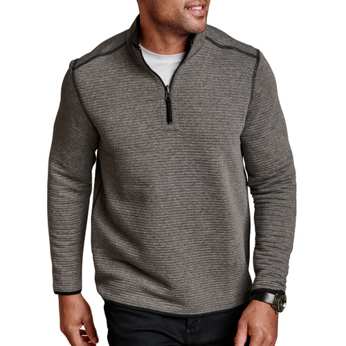 Johnston & Murphy Men's Reversible Channel Quilted Quarter-Zip Gray Heather/Black