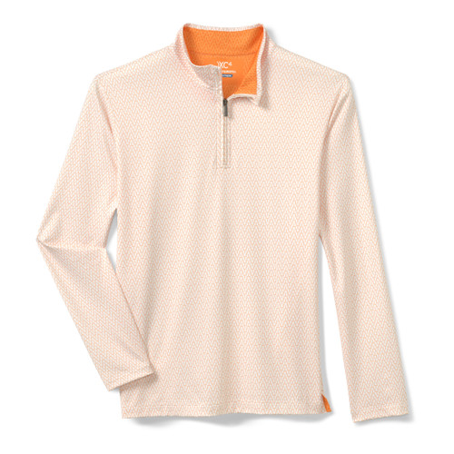 Johnston & Murphy Men's Game Day Goal Post Print Quarter-Zip Brt Orange