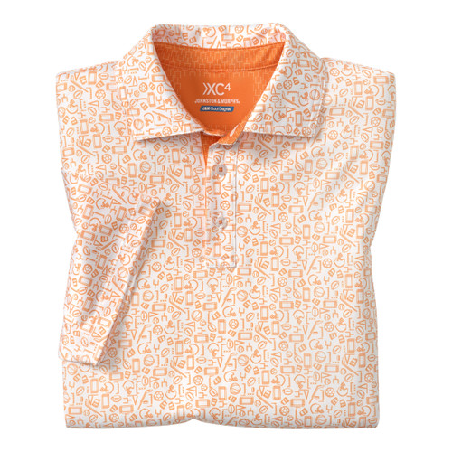 Johnston & Murphy Game Day Multi-Sport Print Polo Brt Orange 