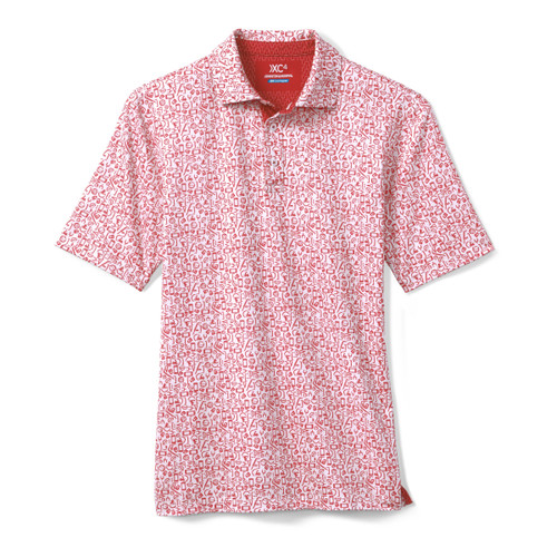 Johnston & Murphy Men's Game Day Print-Polo Red