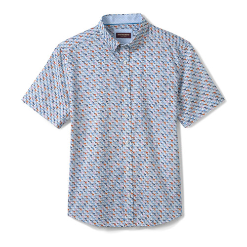 Johnston & Murphy Logan Printed Short-Sleeve Shirt White Multi Mini Lab