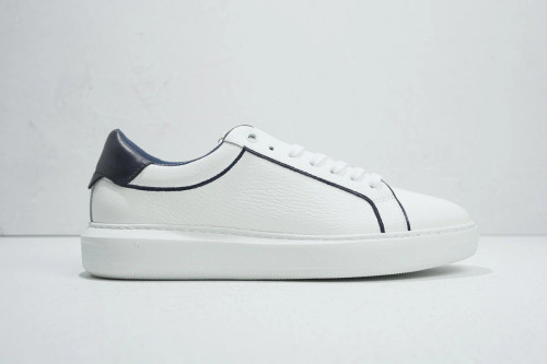 G. Brown Puff-7004 Calfskin Sneaker White w/ Black Tab + Lining