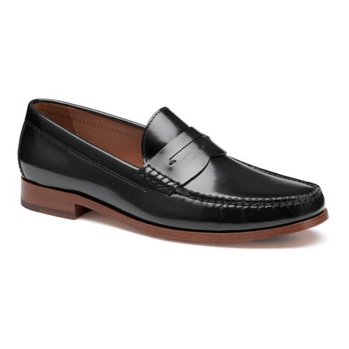 Johnston & Murphy Baldwin Penny Loafer Black Brush-off Full Grain 