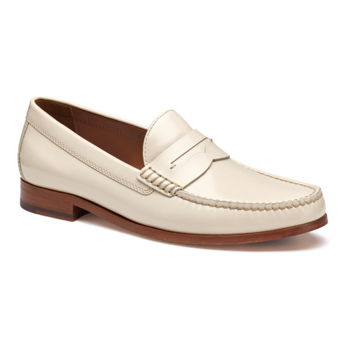 Johnston & Murphy Baldwin Penny Loafer Ivory Brush-Off Full Grain 