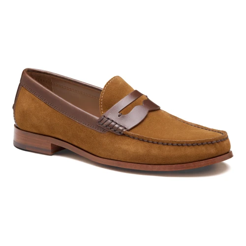 Johnston & Murphy Baldwin Penny Loafer Snuff Waxed English Suede/brown Full Grain