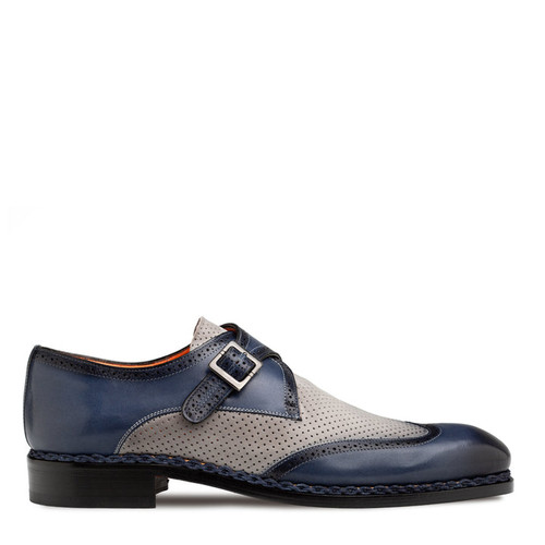 Mezlan Blanes Spectator Monk Strap Blue/Grey
