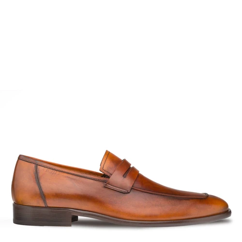 Mezlan Calfskin Penny Loafer Cognac