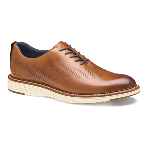 Johnston & Murphy UPTON One-Piece Perfed Plain Toe Tan Full Grain 