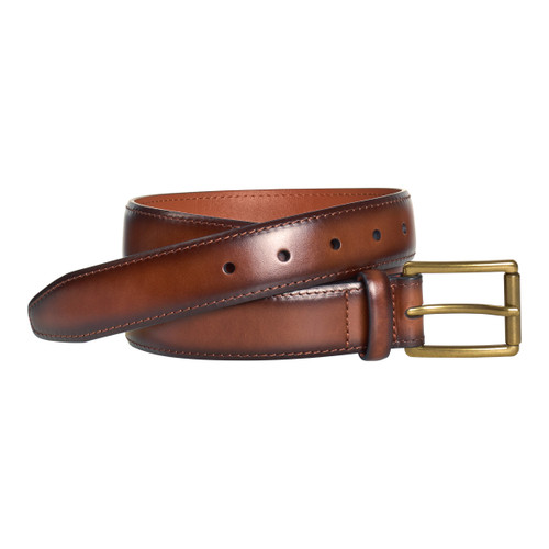 Johnston & Murphy Shadow-Edged Leather Belt Brown