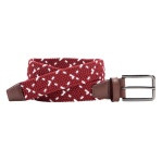 Johnston & Murphy Game Day Woven Stretch-Knit Belt Maroon