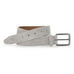 Johnston & Murphy Fine Stripe Diagonal Leather Belt Lt Gray