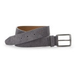 Johnston & Murphy Fine Stripe Diagonal Leather Belt Denim