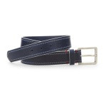 Johnston & Murphy White-Edge Waxed Leather Belt Navy