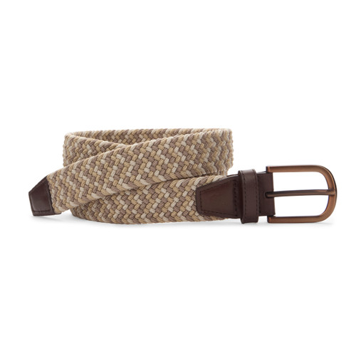 Johnston & Murphy Woven Stretch-Knit Belt Tan Multi