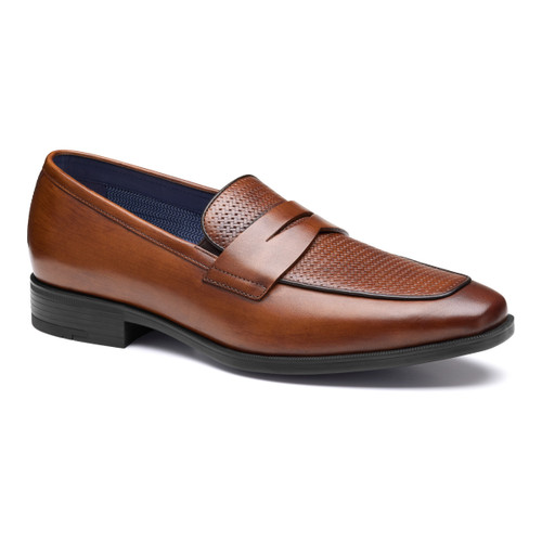 Johnston & Murphy Gibbons Embossed Penny Loafer Mahogany Full Grain