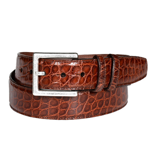 Torino American Alligator Stitched Belt British Tan