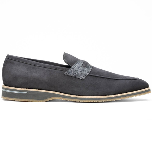 Zelli MEO 3 Sueded Goatskin Penny Loafer, Grey 