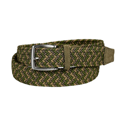 Torino Italian Woven Rayon Stretch with Suede Tabs Casual Belt in Dirty Martini