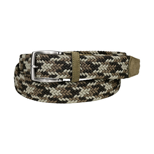 Torino Italian Woven Rayon Stretch with Suede Tabs Casual Belt in Desert Camo