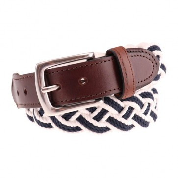 Sherman Brothers Savannah Cotton Braid Belt Navy-White
