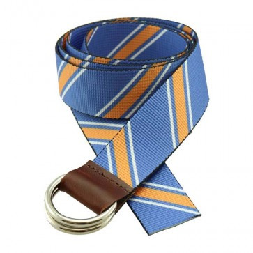 Sherman Brothers Largo D-Ring Web Belt-Repp Stripe Blue