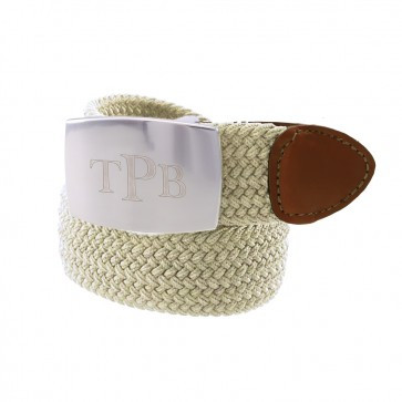Sherman Brothers Signet Traditional Monogram Braided Stretch Belt Stone