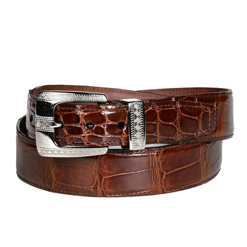 Torino American Alligator Stitched Belt British Tan - 35mm