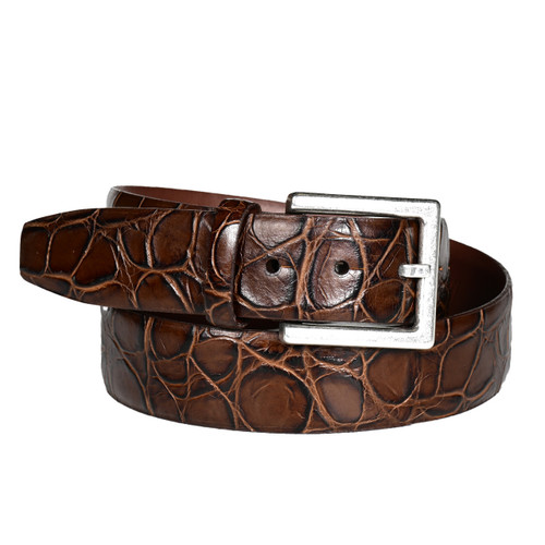 Torino Italian Tortoise Shell Grain Calf Leather Belt Brown