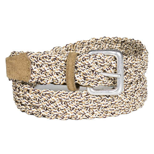 Torino Italian Multicolored Woven Cotton Belt in Camel Multi