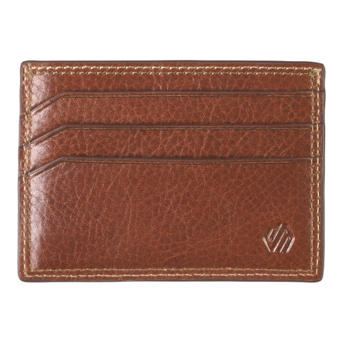 Johnston & Murphy Double Contrast Stitch Weekender Card Wallet Tan